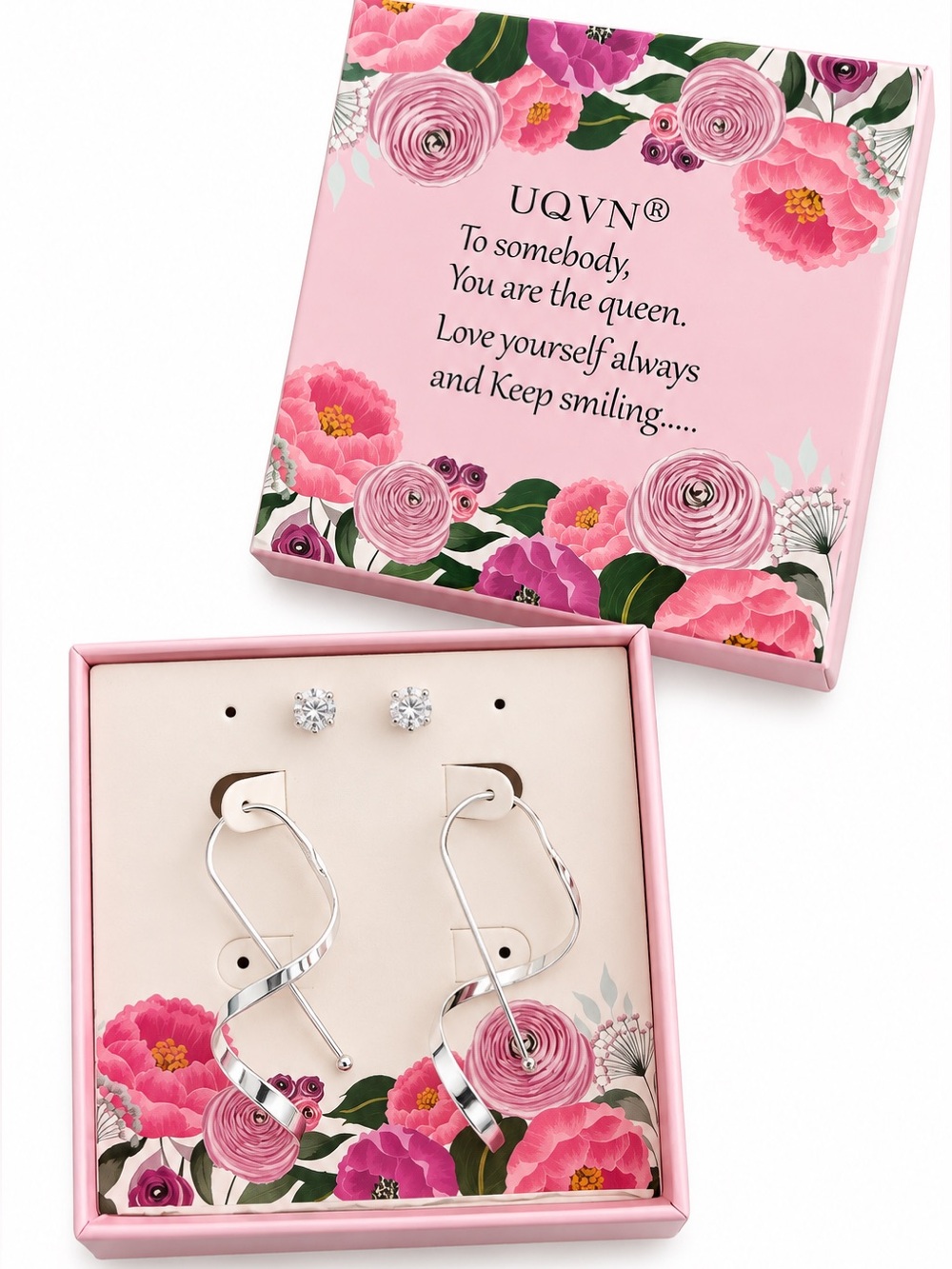 Silver Twisted Hoop & Stud Earrings Set • NEW IN GIFT BOX